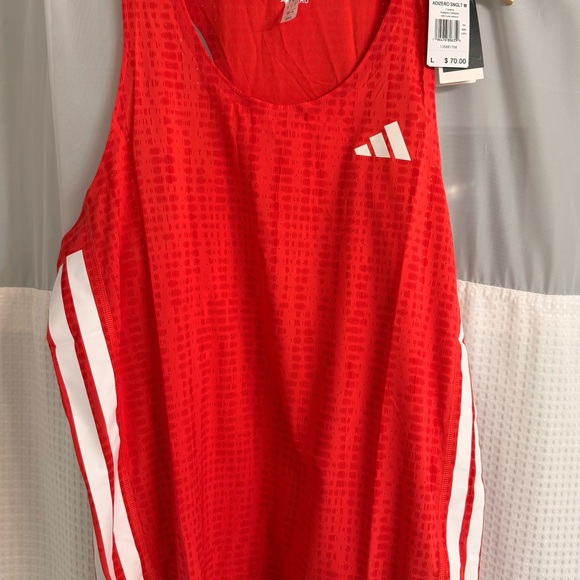 Adidas Adizero Red Singlet with White Logo - Picture 1 of 7